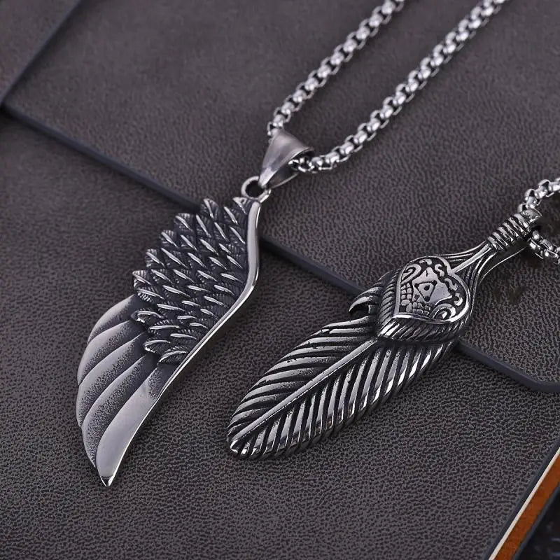 Vintage Silver Half-Wing Necklace