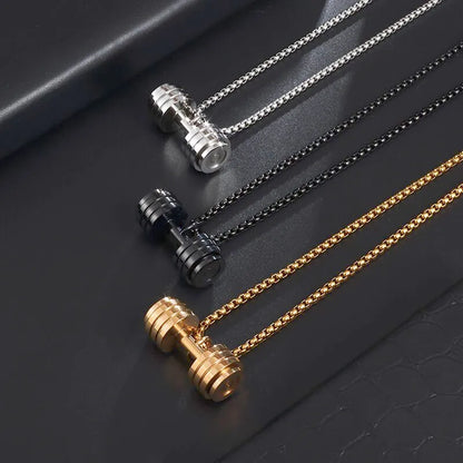 Stainless Steel Dumbbell Necklace