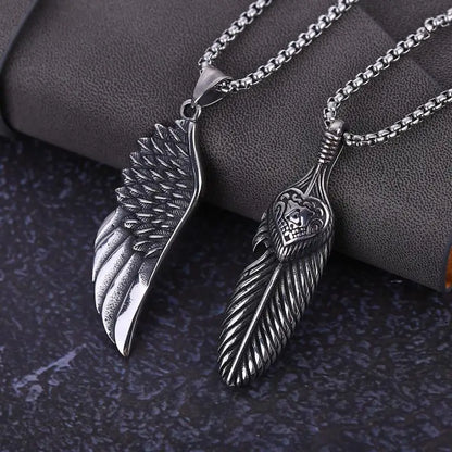 Vintage Silver Half-Wing Necklace